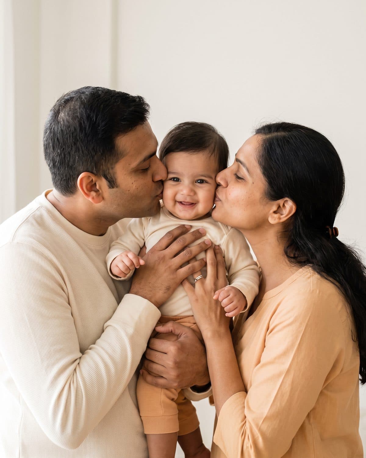 Parents holding their smiling baby